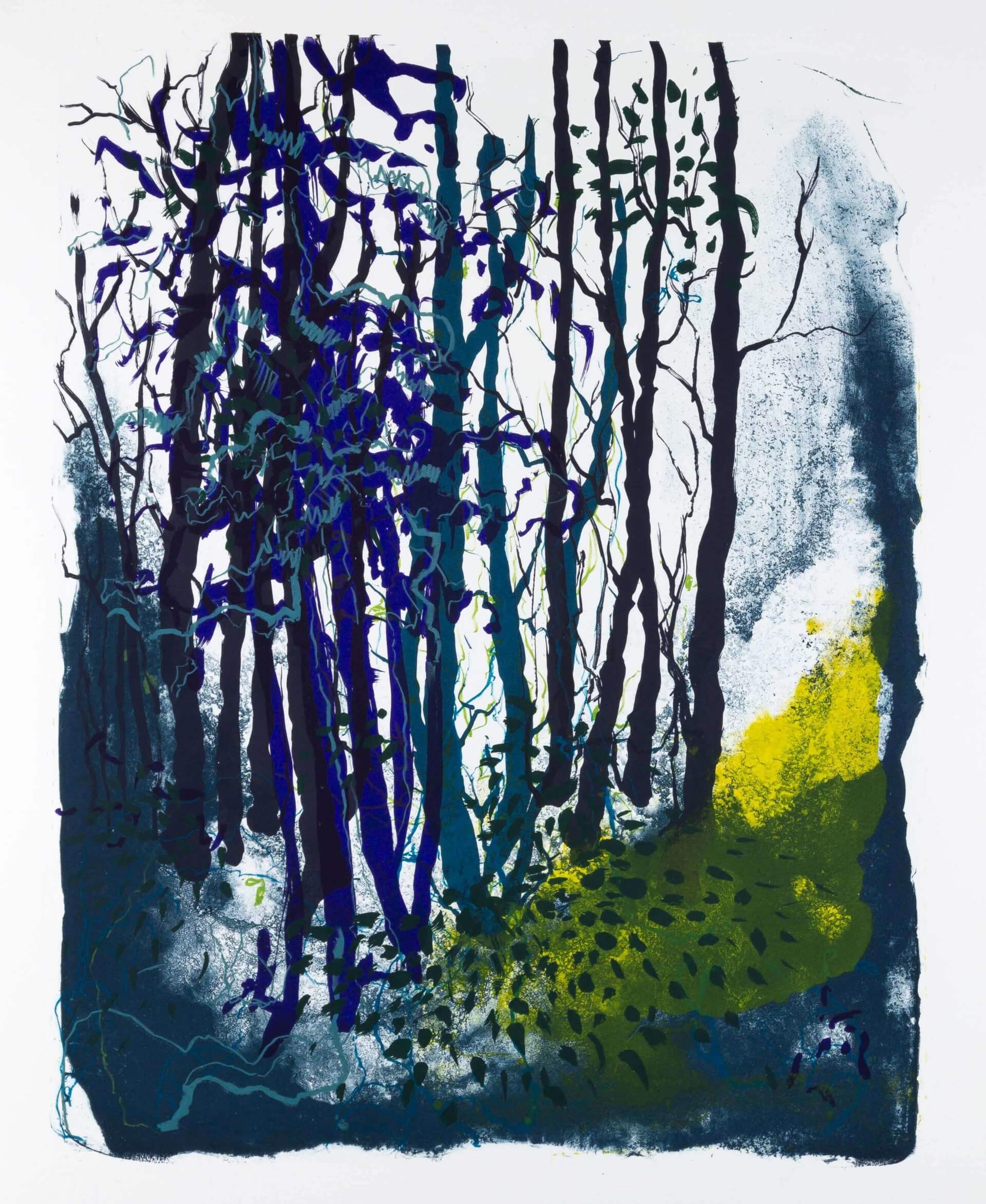 Katharina Albers: Wald X(F)-VI, 2017, Farb-Lithographie, Unikat, 50x40 cm
