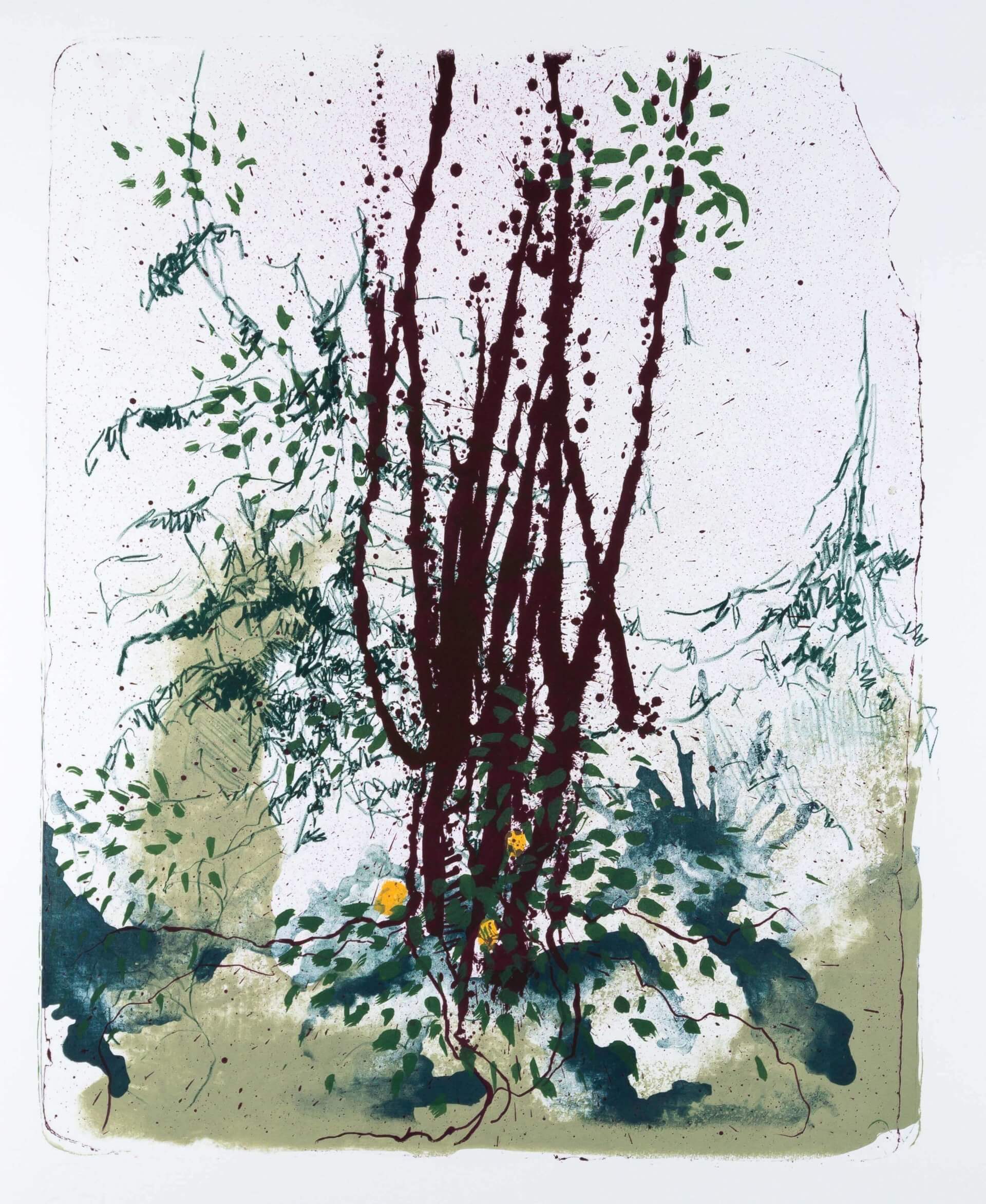 Katharina Albers: Wald X(F)-XI, 2017, Farb-Lithographie, Unikat, 50x40 cm