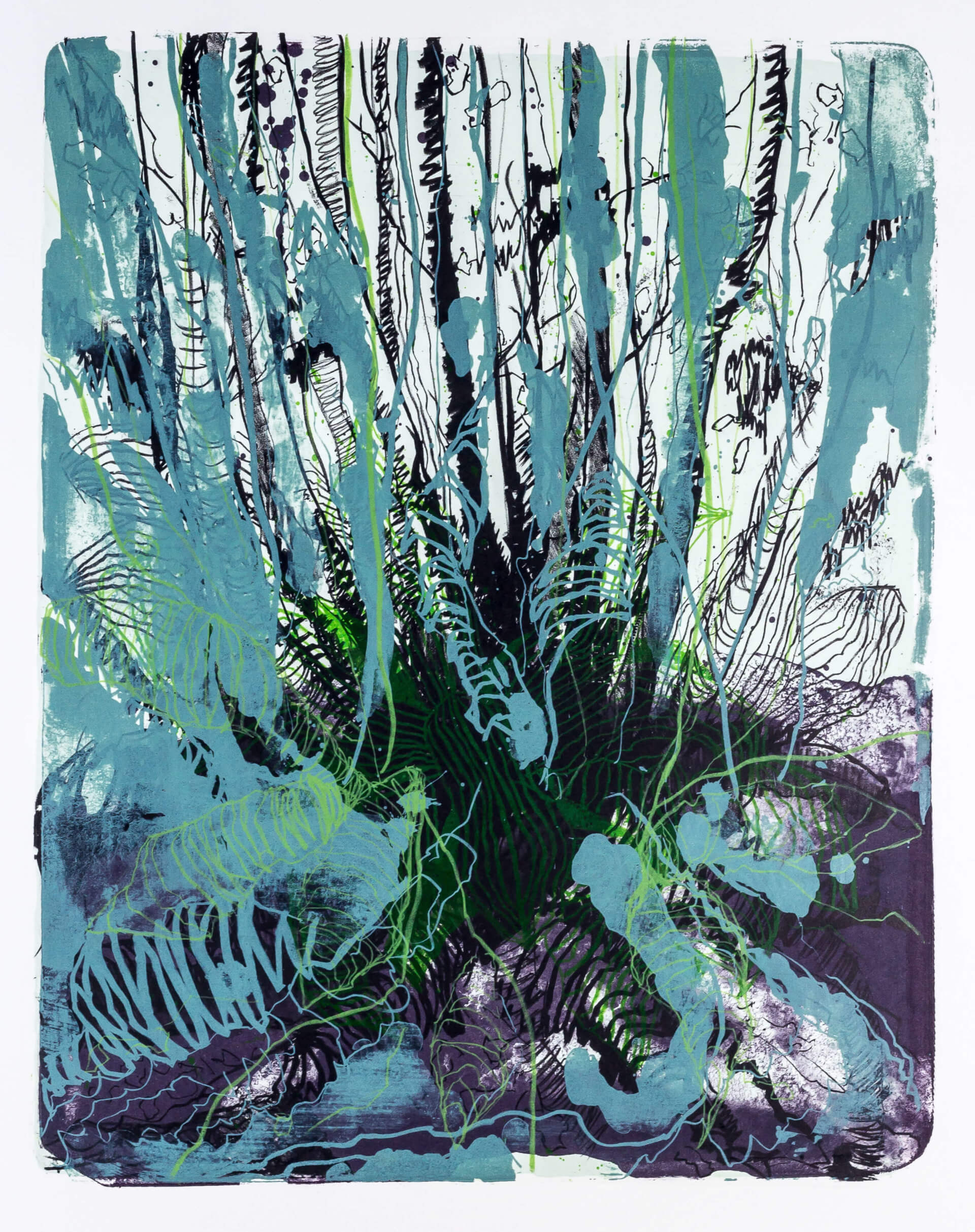 Katharina Albers, Wald X-XX, 2015, Farblithographie, Unikat, 50×40 cm