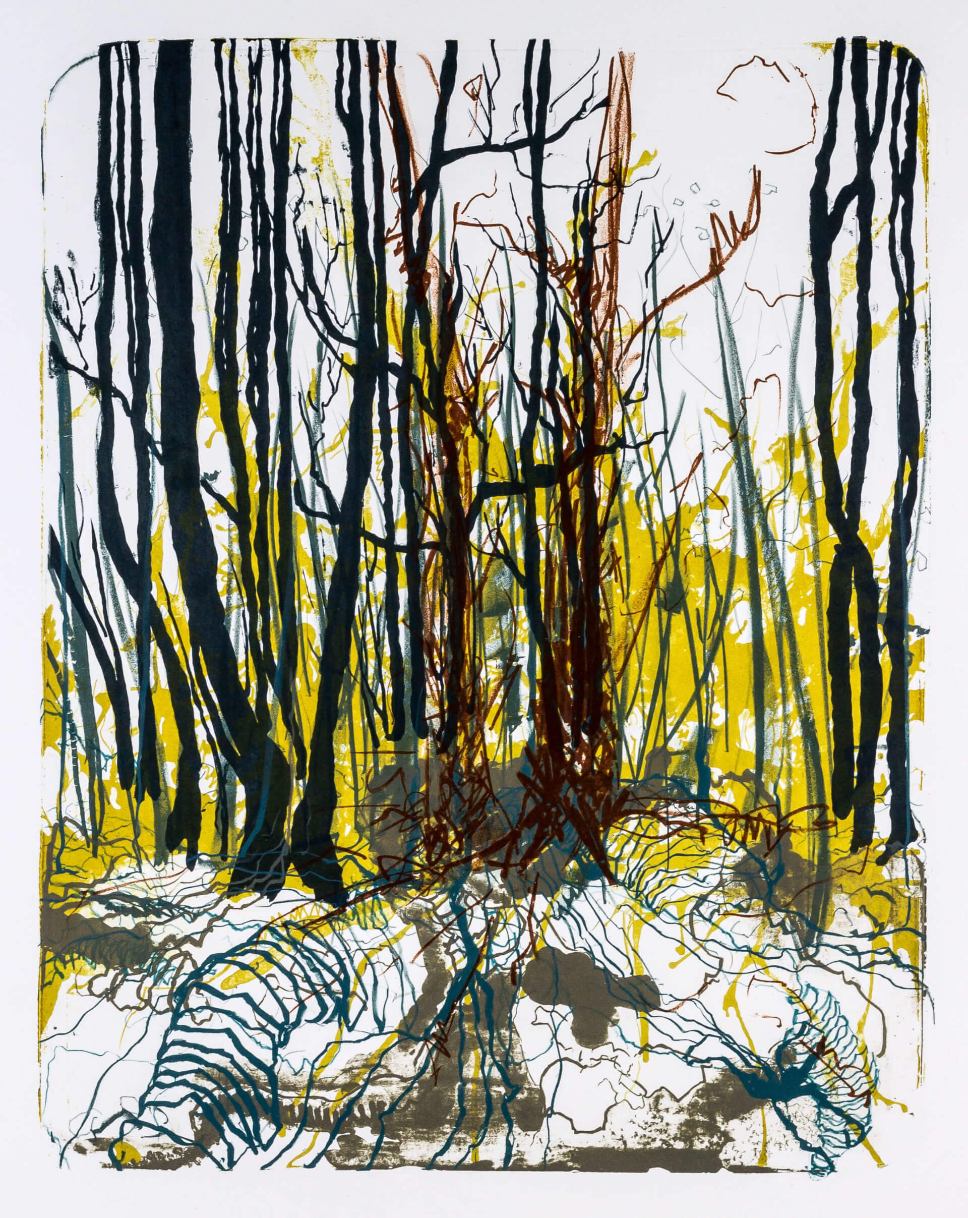 Katharina Albers, Wald X-XXII, 2015, Farblithographie, Unikat, 50×40 cm