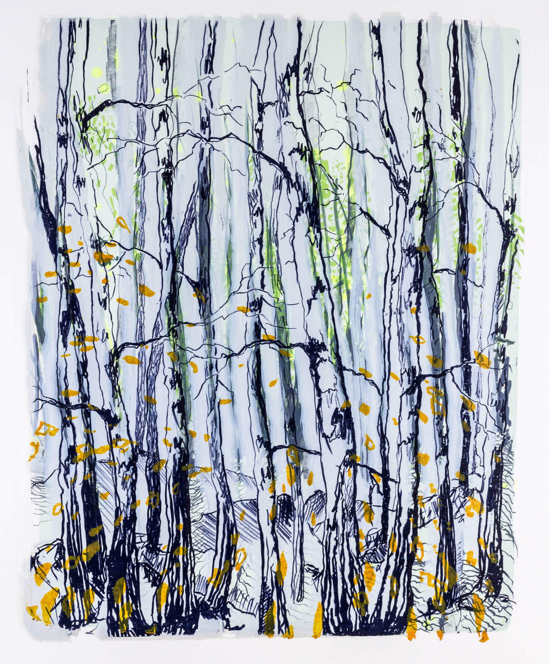 Katharina Albers, Wald X-XXIII, 2015, Farblithographie, Unikat, 50×40 cm