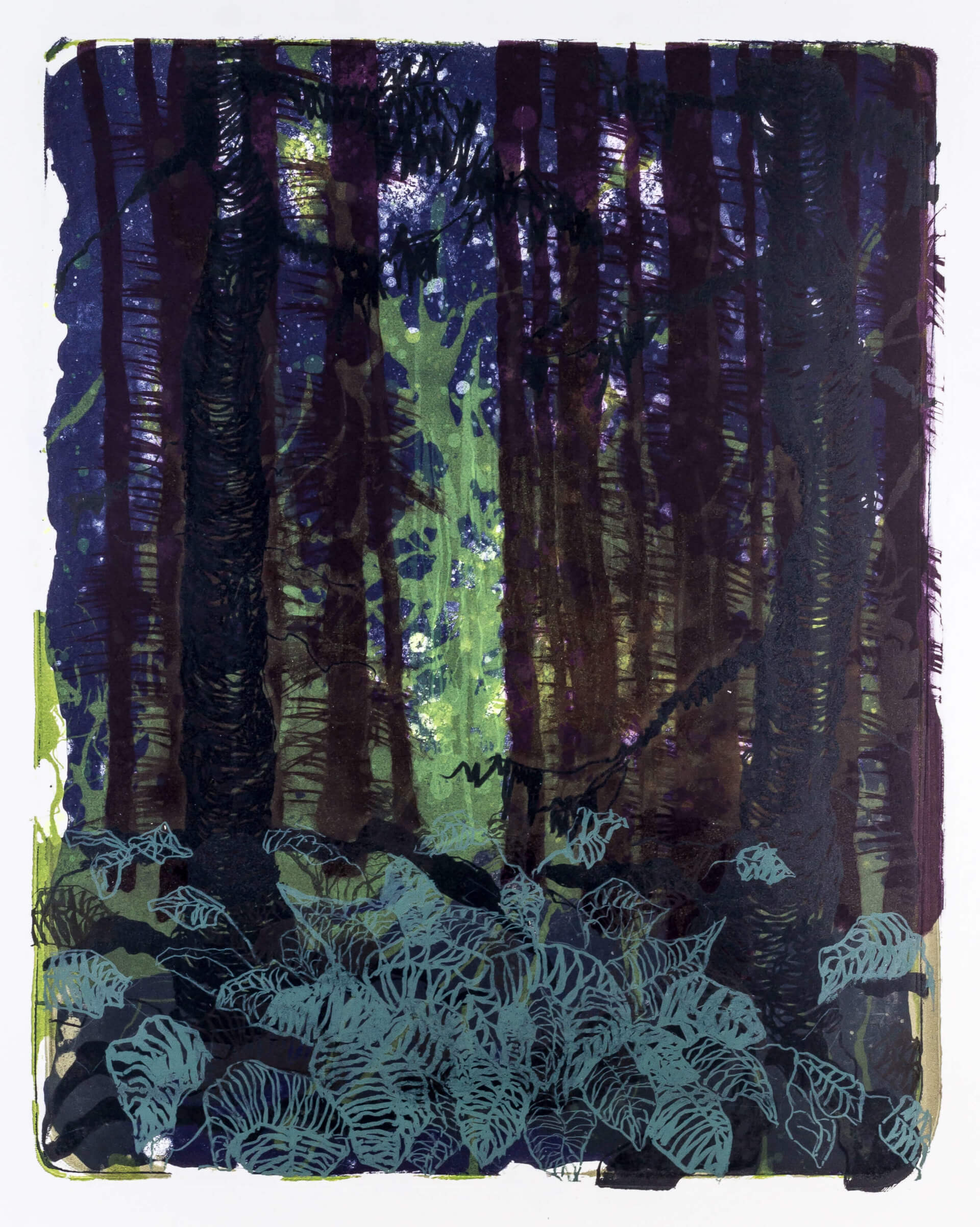 Katharina Albers, Wald X-XXIX, 2015, Farblithographie, Unikat, 50×40 cm