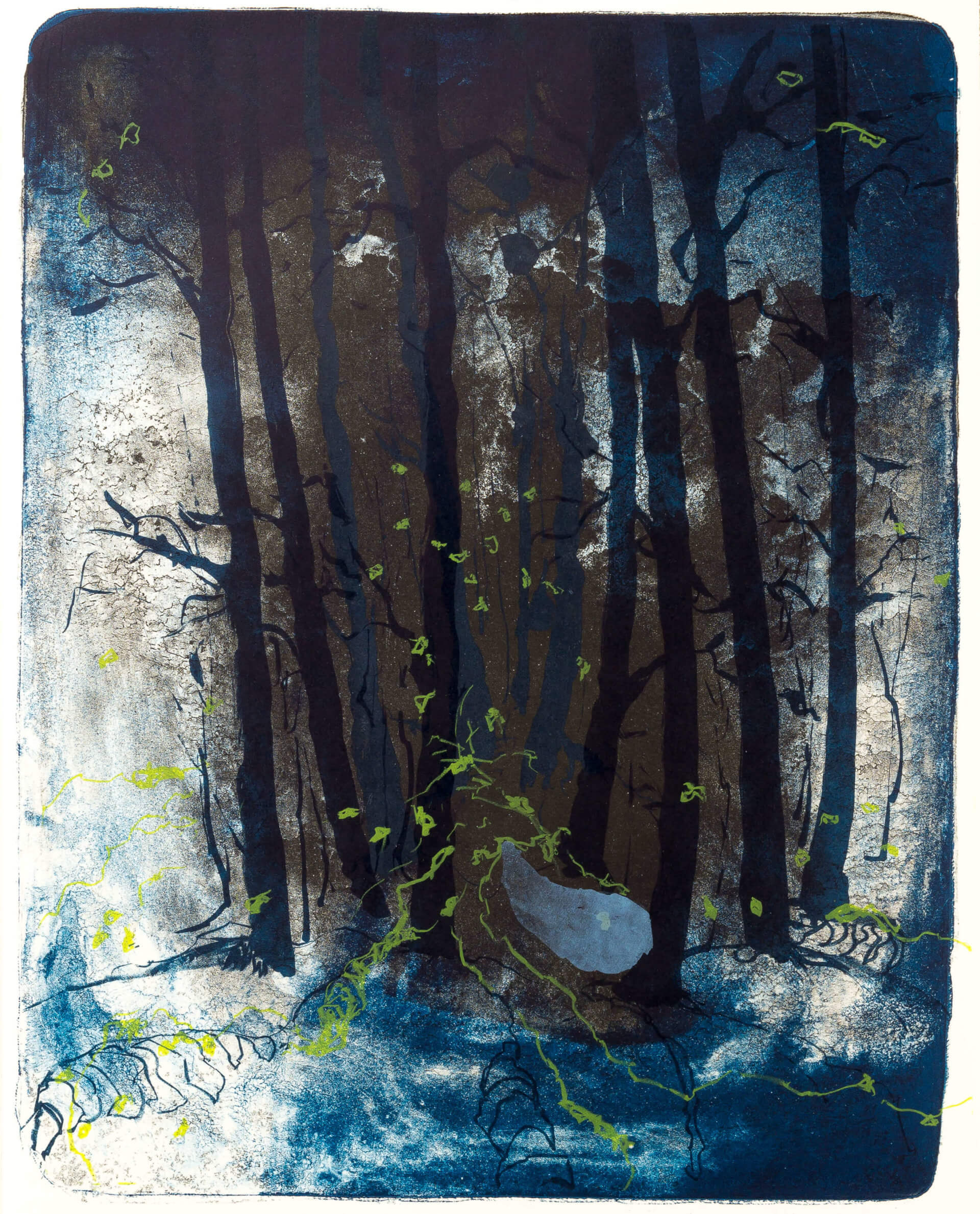Katharina Albers, Wald X(N)-XIII, 2015, Farblithographie, Unikat, 50x40 cm