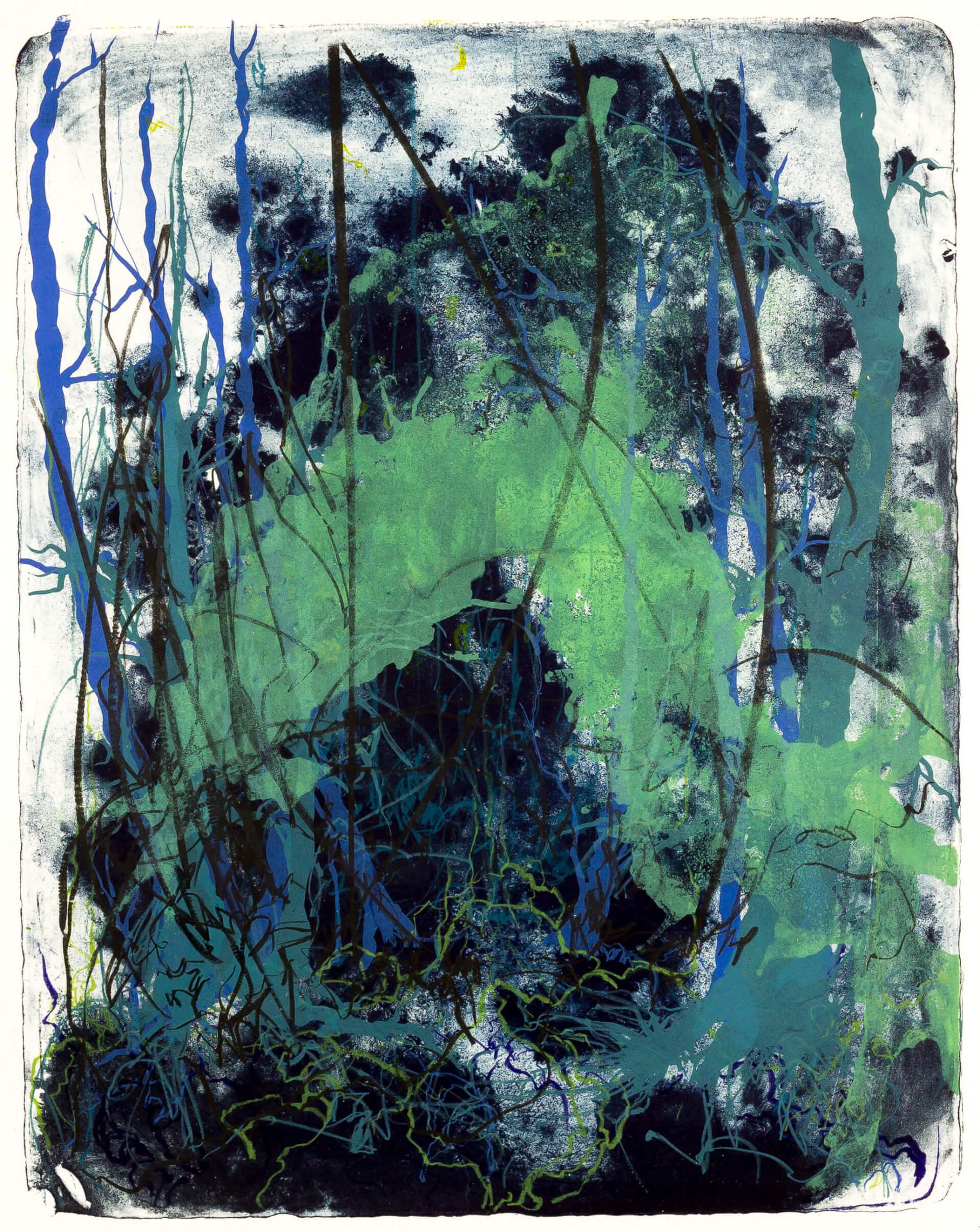 Katharina Albers, Wald X(N)-XXIV, 2016, Farblithographie, 50x40 cm, Unikat