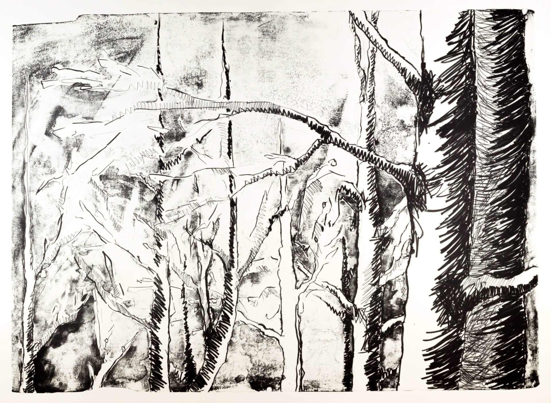 Katharina Albers, Wald (E), 2015, Lithographie (8 Steine), Unikat, 70×100 cm
