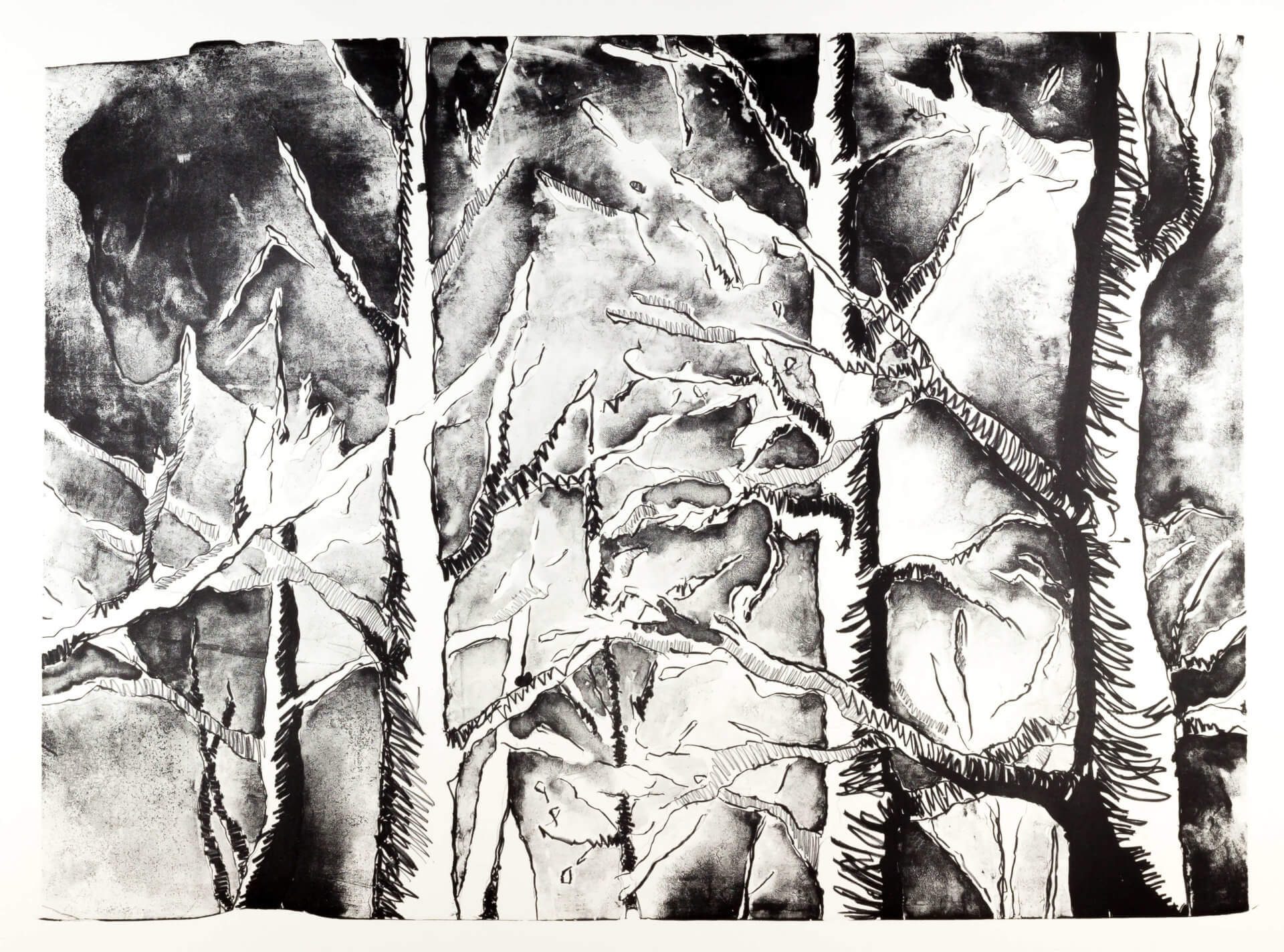Katharina Albers, Wald (F), 2015, Lithographie (8 Steine), Unikat, 70×100 cm