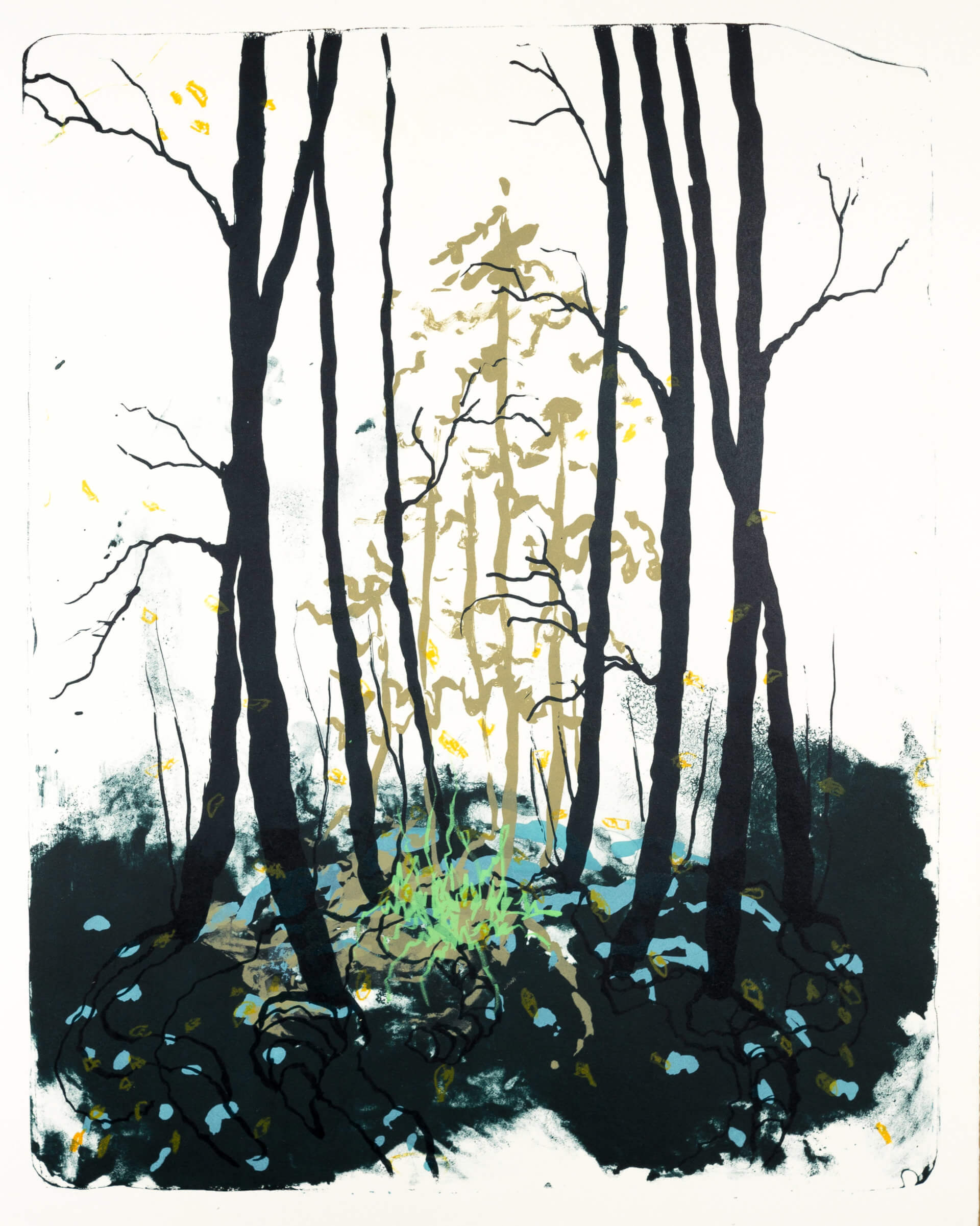 Wald X(D)-IV, 2019, Farblithographie, Unikat, 50x40 cm