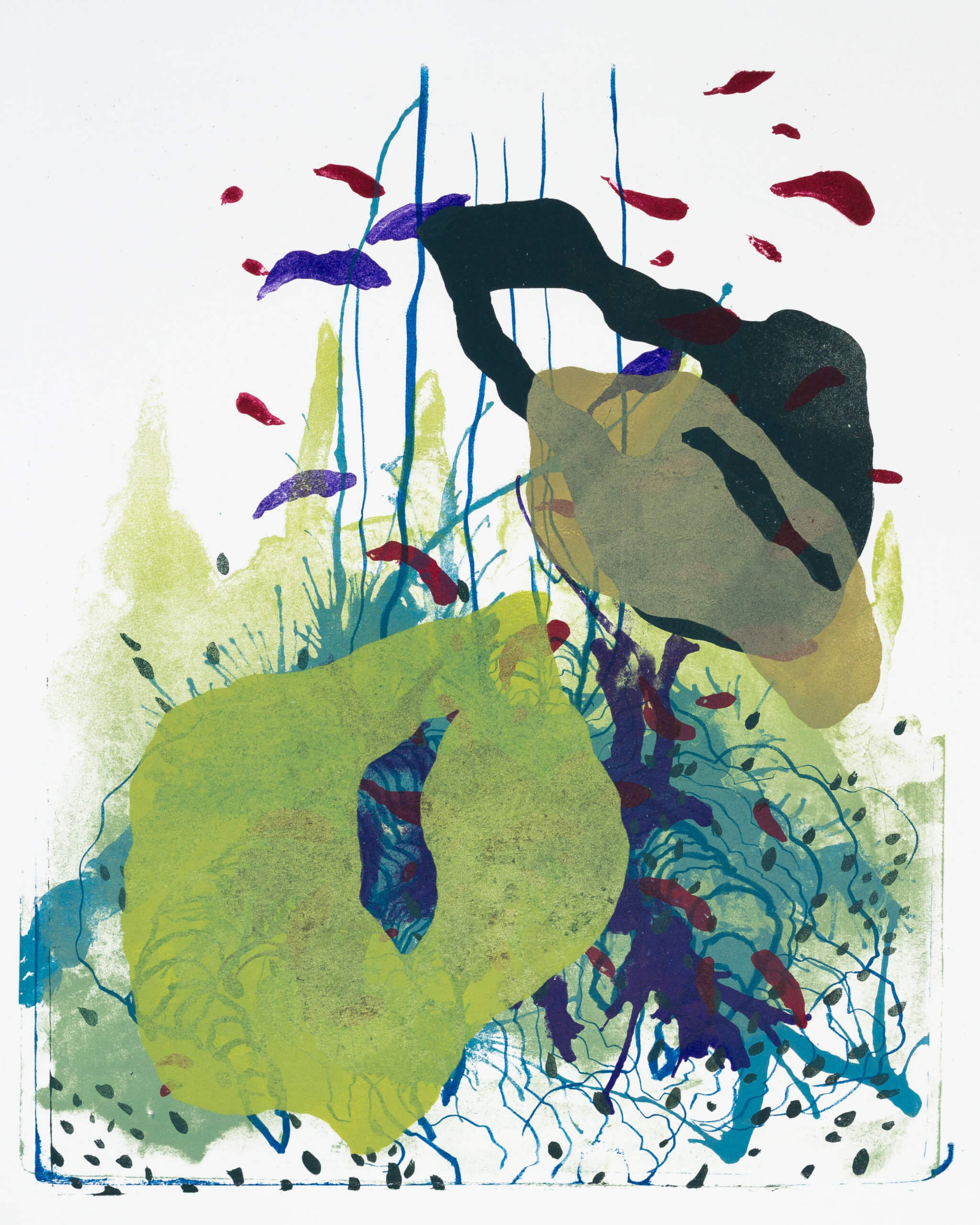 Wald X(S)-I, 2020, Farblithographie, Unikat, 50x40 cm