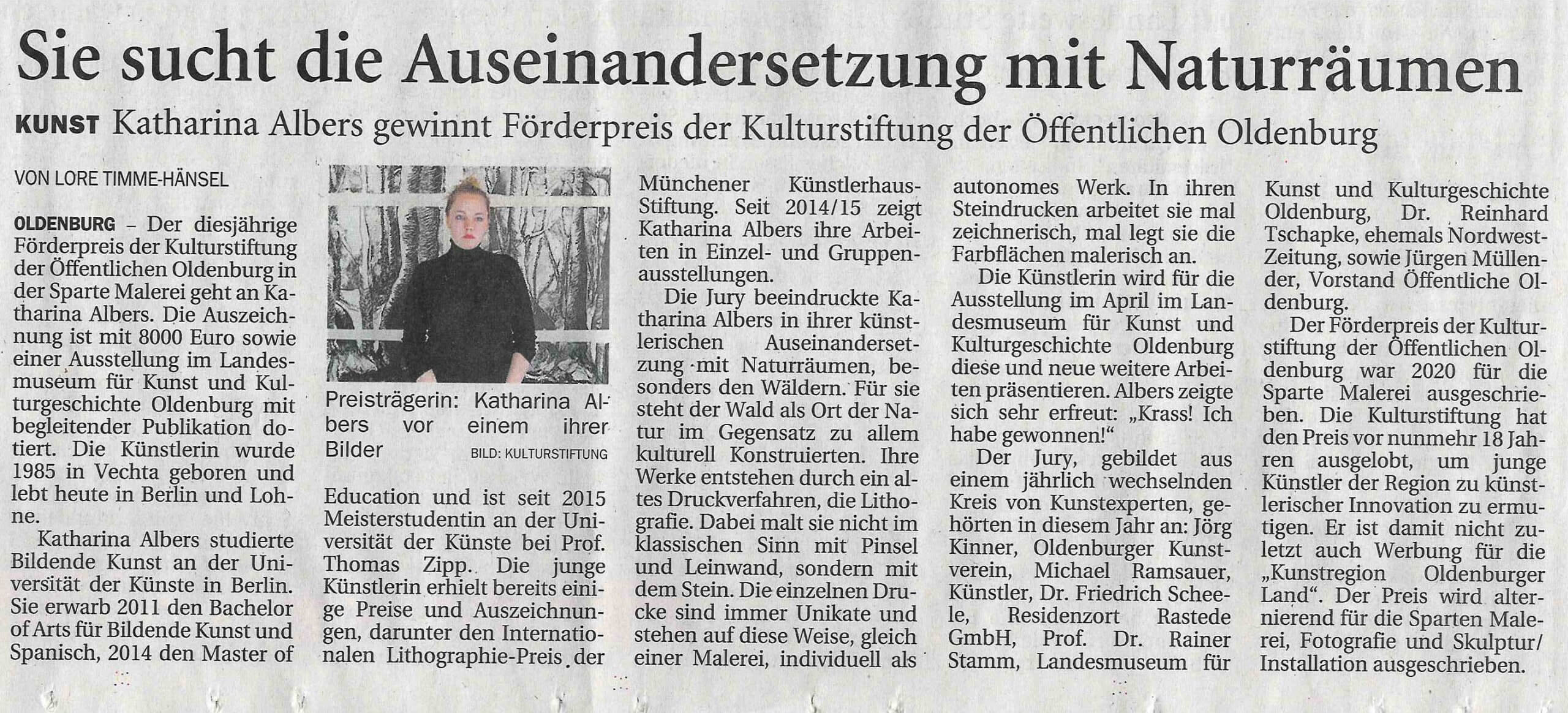 Katharina Albers Nordwest Zeitung Nr. 27/2020
